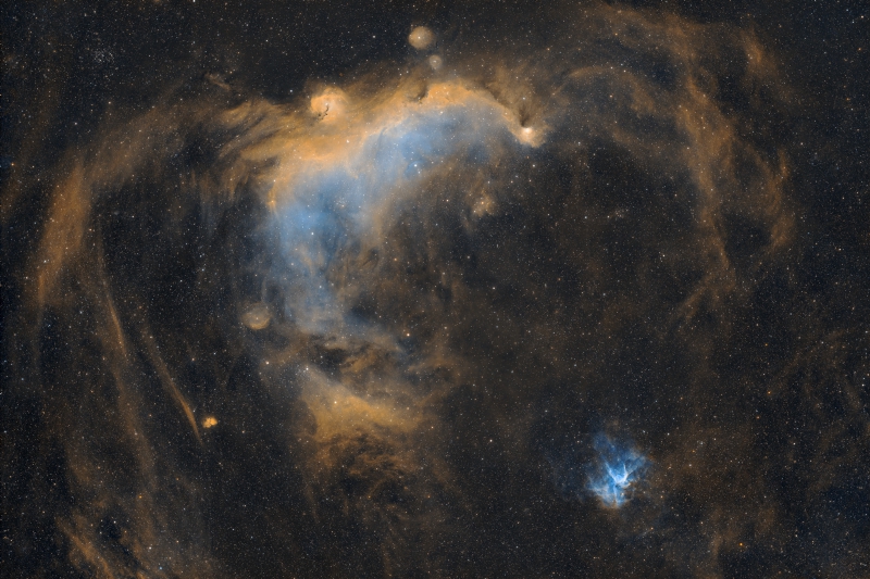 The Seagull Nebula and Thor's Helmet in SHO